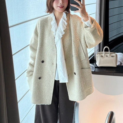 Turn-down Collar Cotton Loose Shirt for Women, White, Ruffled Patchwork, Casual Blouse